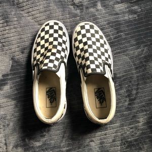 off white checkered slip-on vans